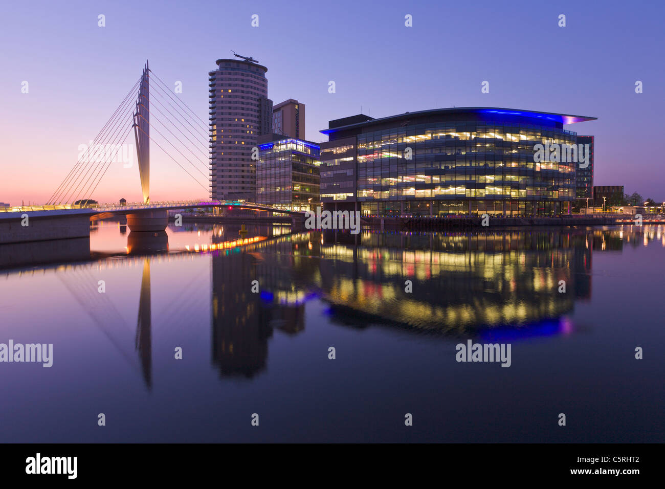 Media City at night, Salford Quays, Manchester Stock Photo