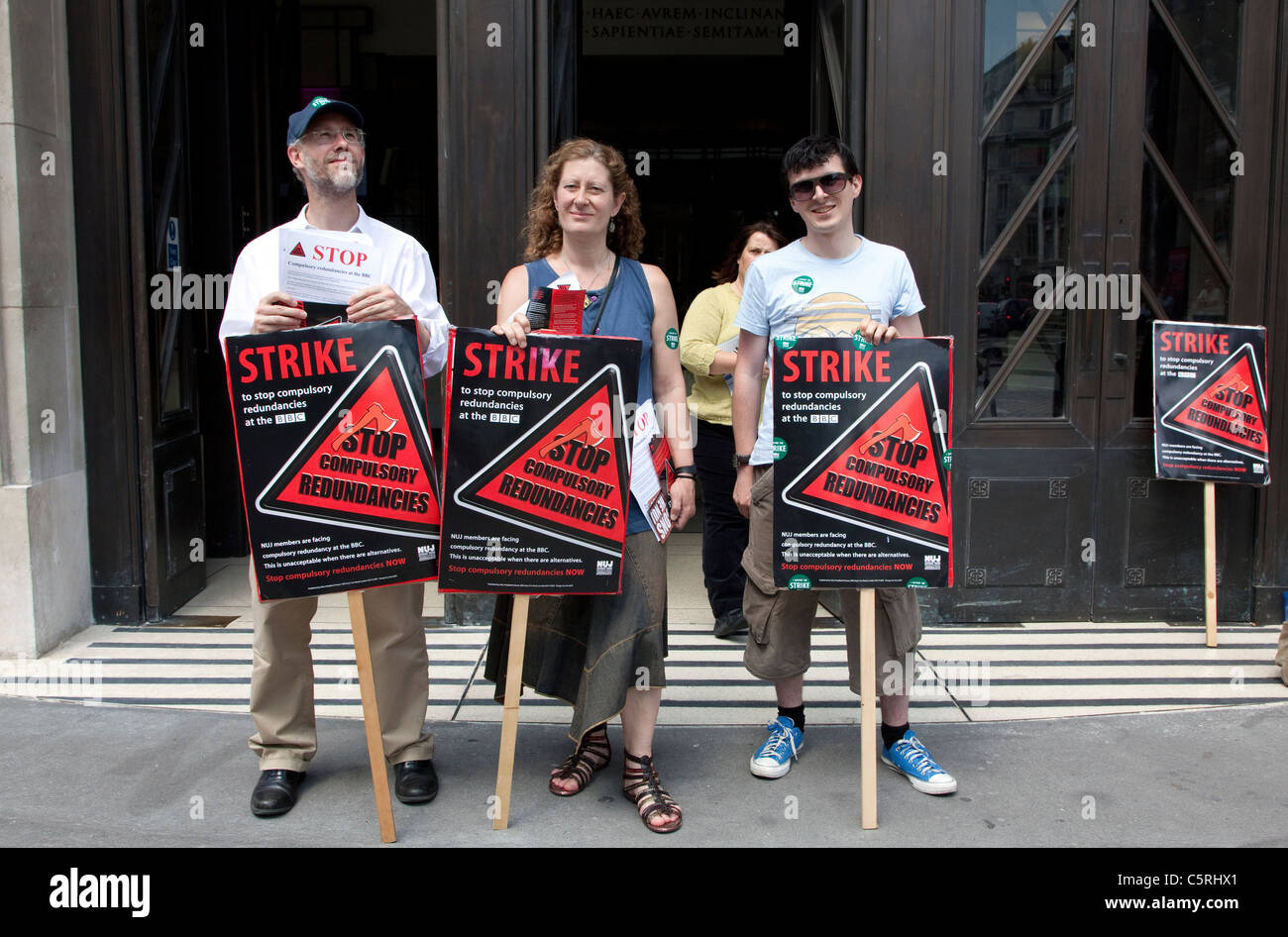 NUJ picket line outside BBC Broadcasting House, London Stock Photo Alamy