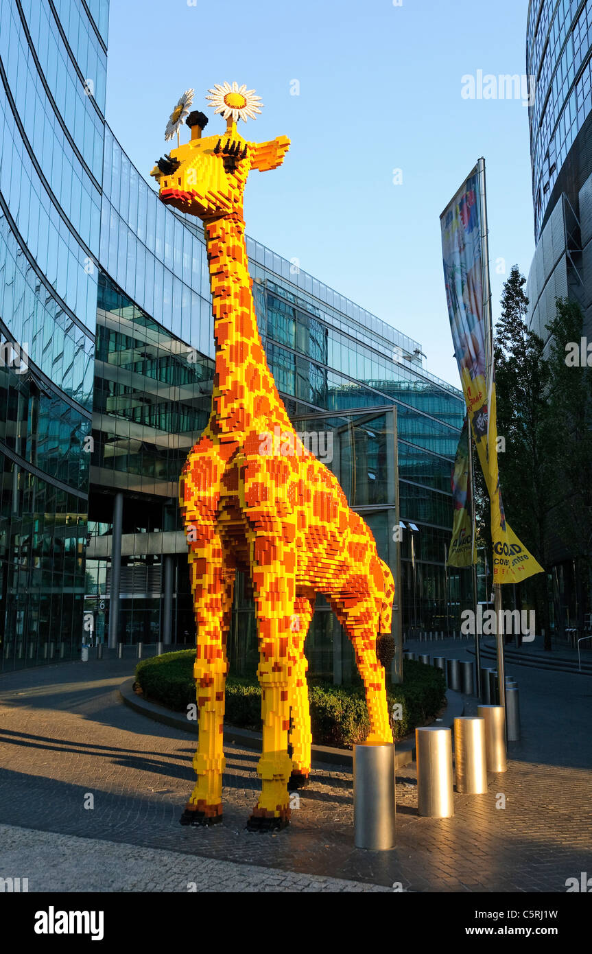 Giraffe made of Lego bricks at the Sony Center, Potsdamer Platz square,  Berlin, Germany, Europe Stock Photo - Alamy