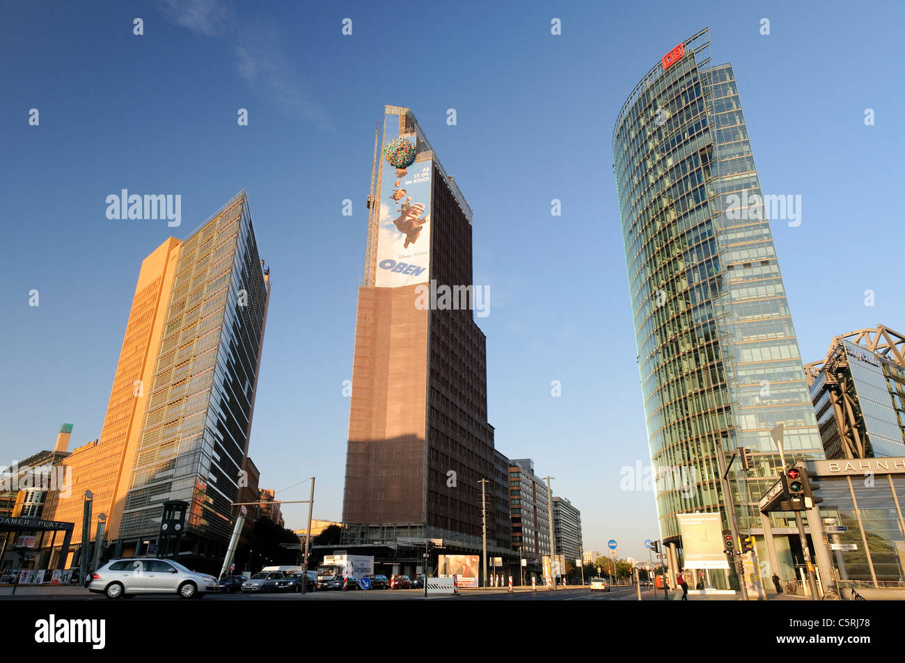 High-rise buildings on Potsdamer Platz square, in the morning, Berlin, Germany, Europe Stock Photo
