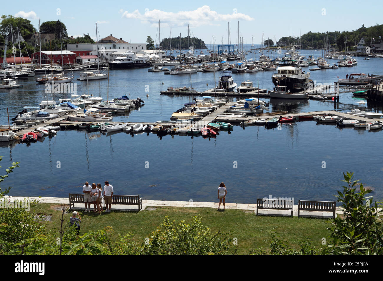 Picturesque harbor in Camden, Maine, USA. A popular Mid-Coast town in Maine. Stock Photo