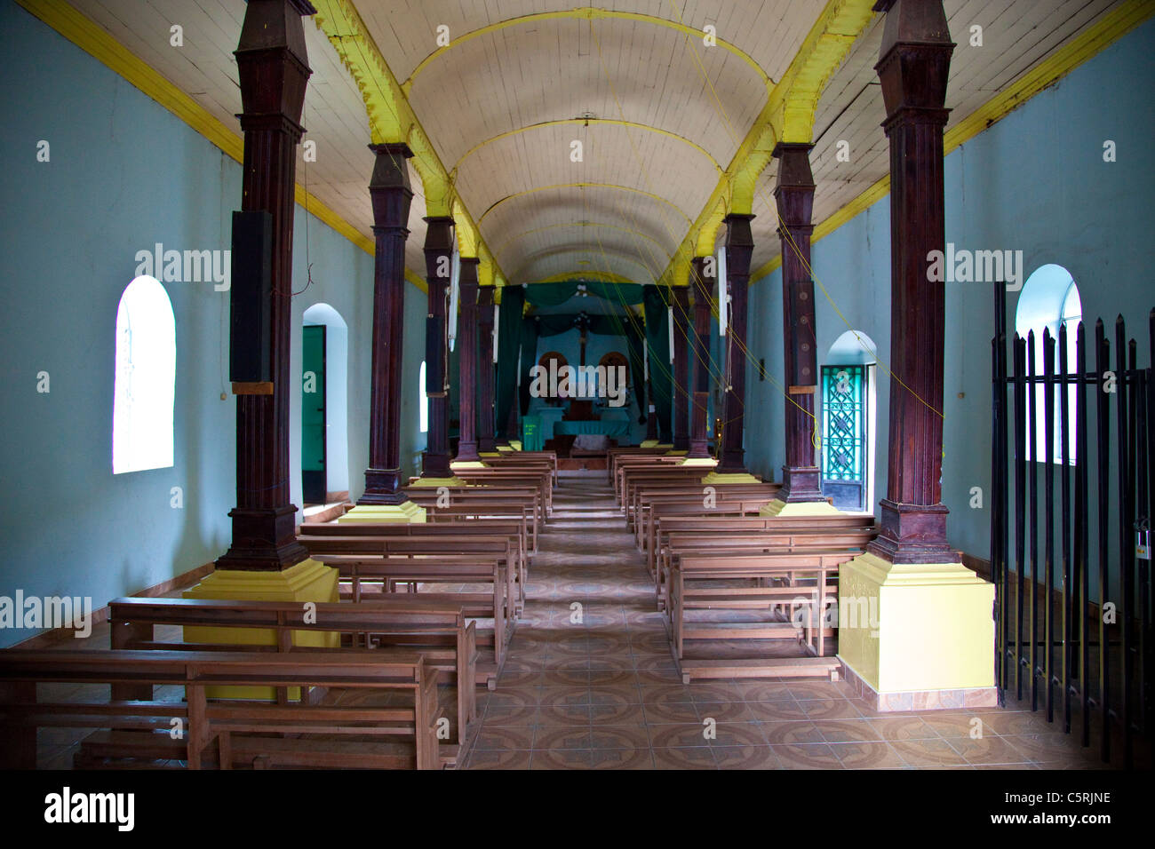 Inside the church in Canton La Junta, Comalapa, Chalatenango, El Salvador Stock Photo