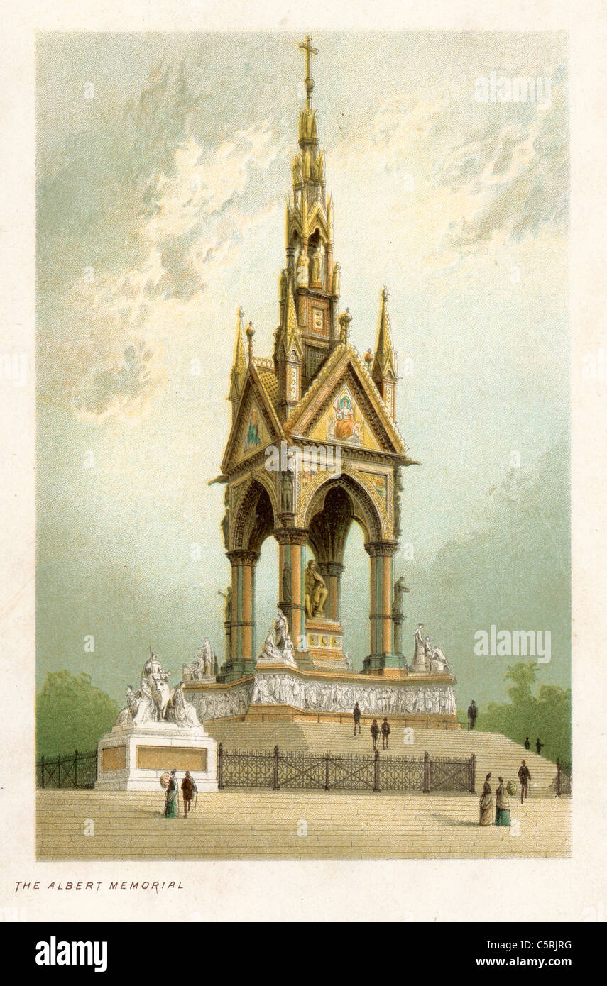 The Albert Memorial, Kensington Gardens, London, England in the 19th