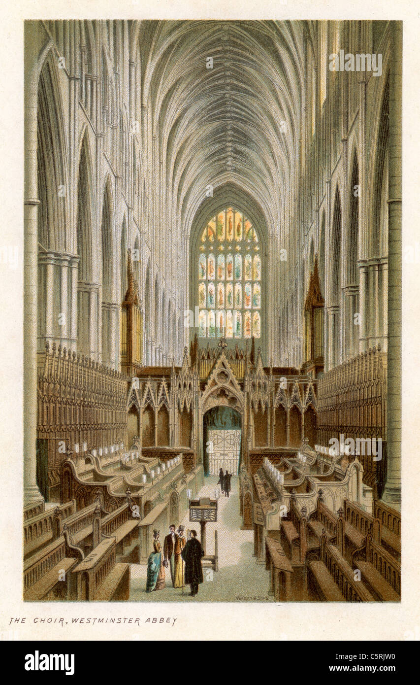The Choir of Westminster Abbey, London, England in the 19th Century