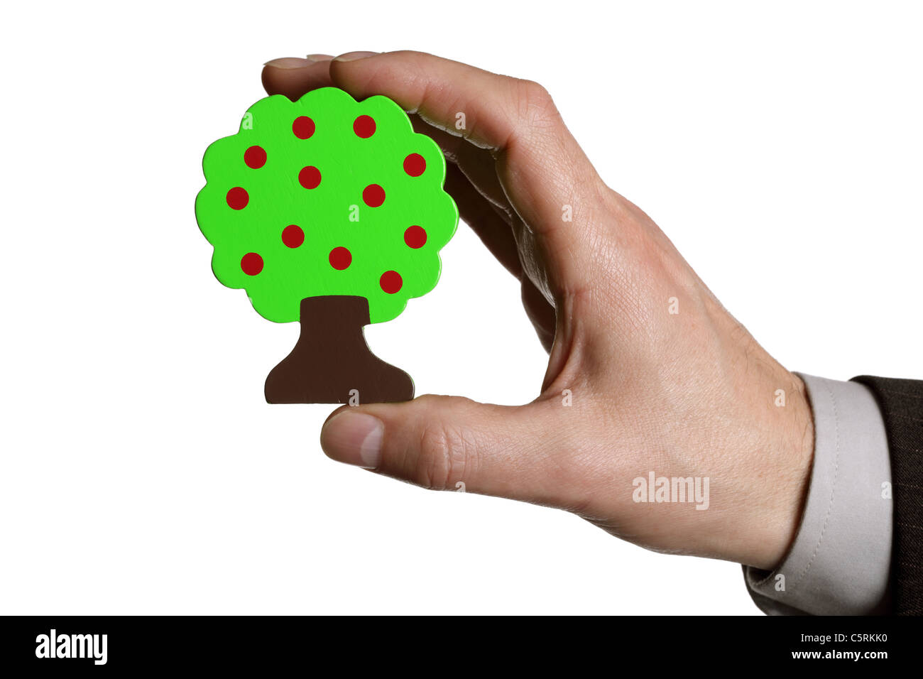 Hand holding a small tree Stock Photo