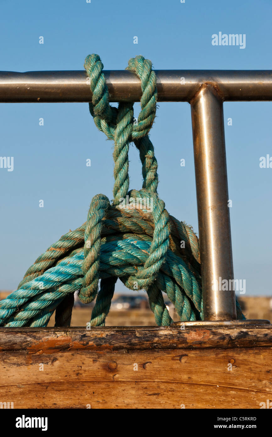 A fishermans knot on a boat in the harbour of St Ives, Cornwall England, UK. Stock Photo