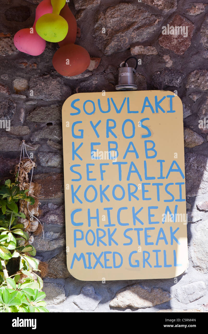 Greek food restaurant menu board hires stock photography and images