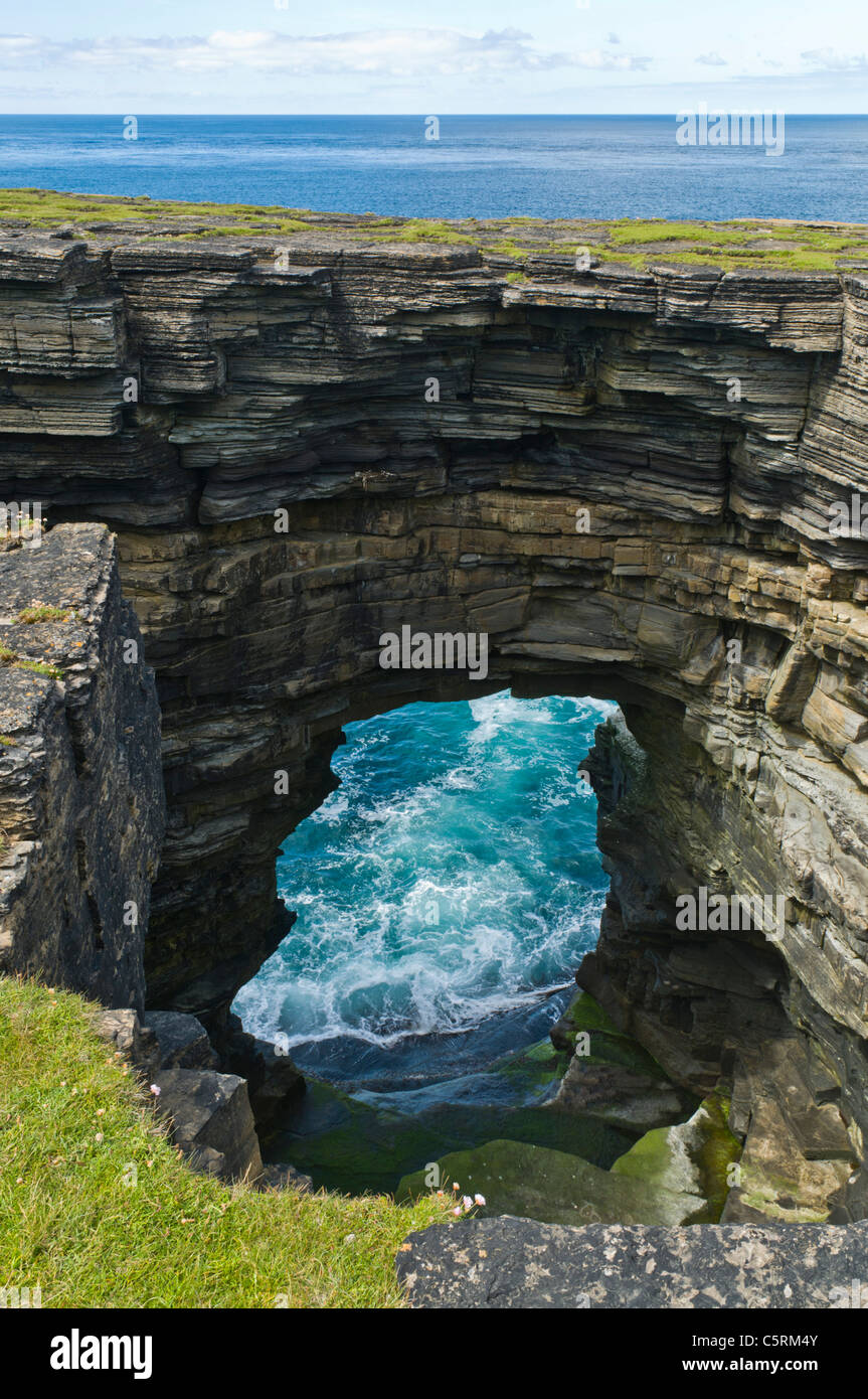 dh ROUSAY ORKNEY Rousay north coast seacliffs sea arch and geo scotland ...