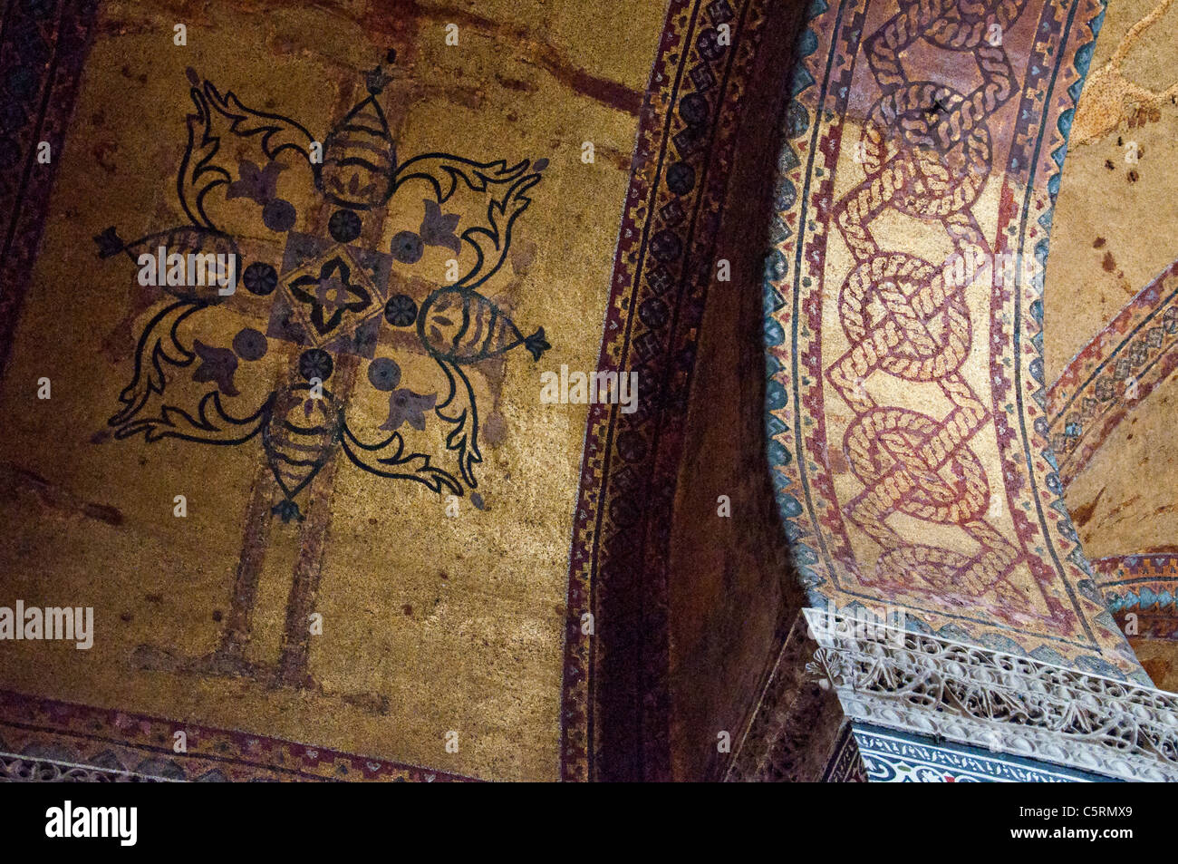 Graffiti on old paintwork, Ayasofya (Hagia Sophia) cathedral and mosque, Istanbul, Turkey Stock Photo