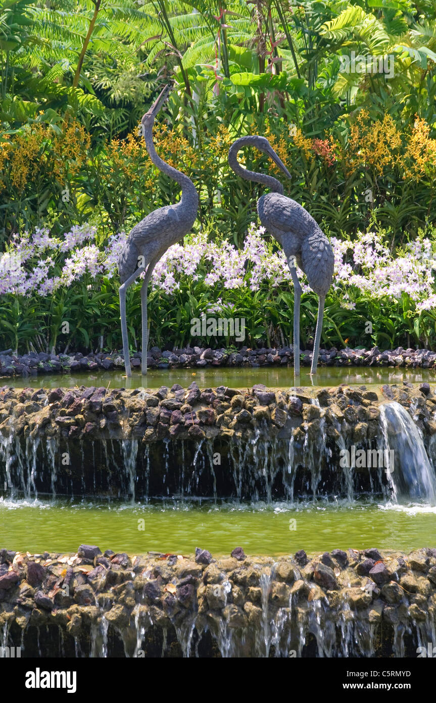 Fountain with crane sculptures, Singapore Botanic Gardens, Singapore