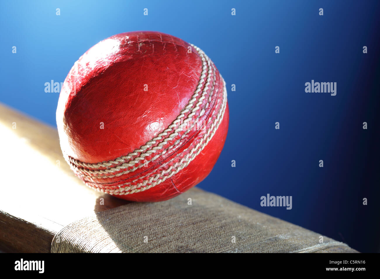 Cricket bat and ball Stock Photo