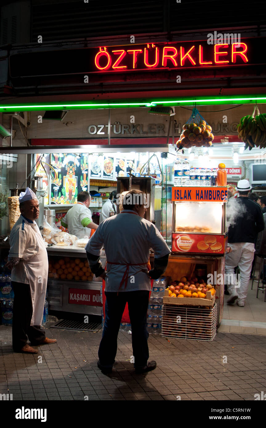 Kebab shops at night, Istanbul, Turkey Stock Photo
