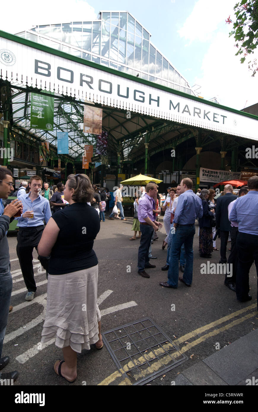 Borough market lunchtime drinkers Stock Photo