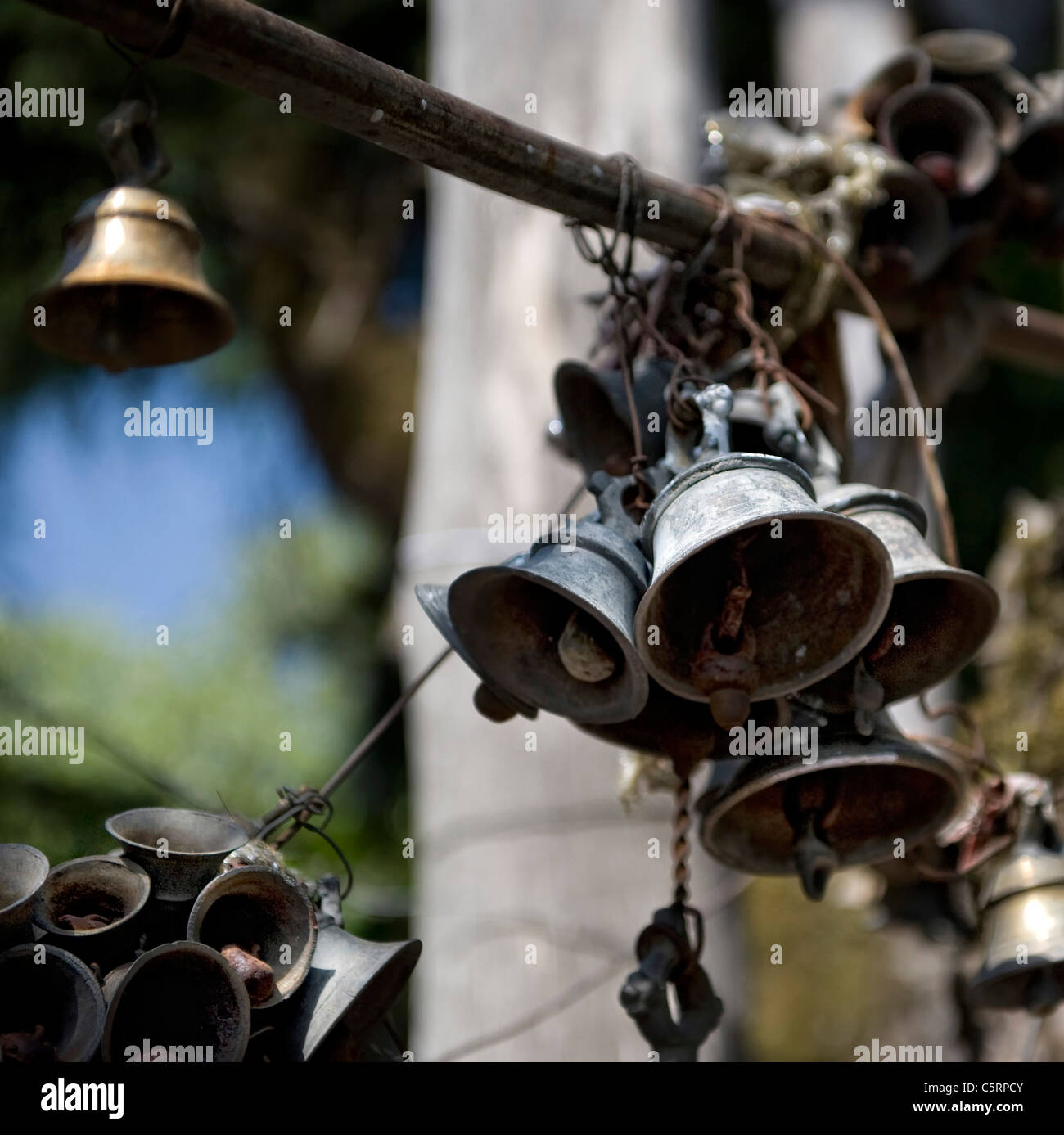 temple bells in Shiva temples Stock Photo