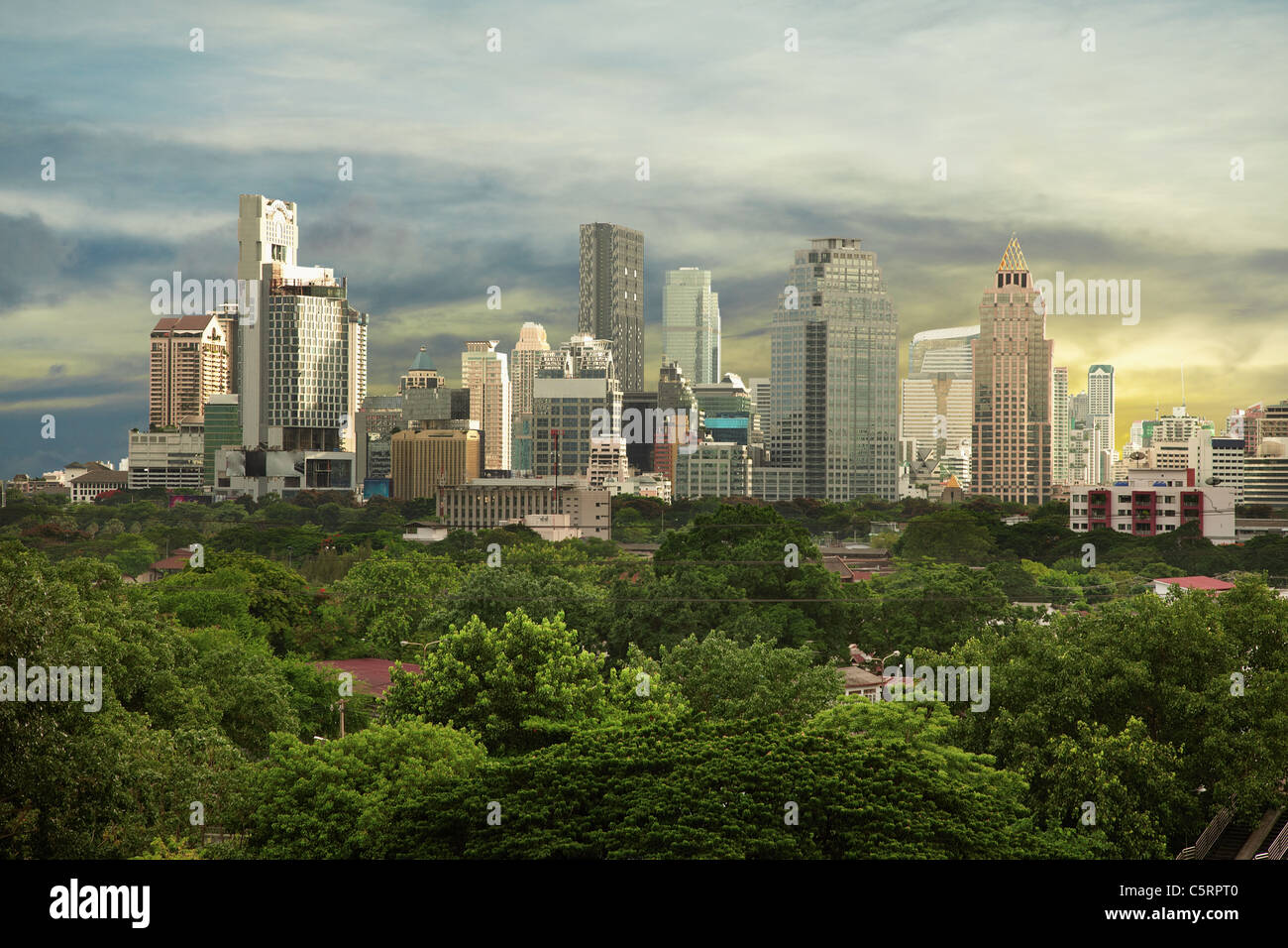 Sunny view - modern high-rise buildings of the city Stock Photo