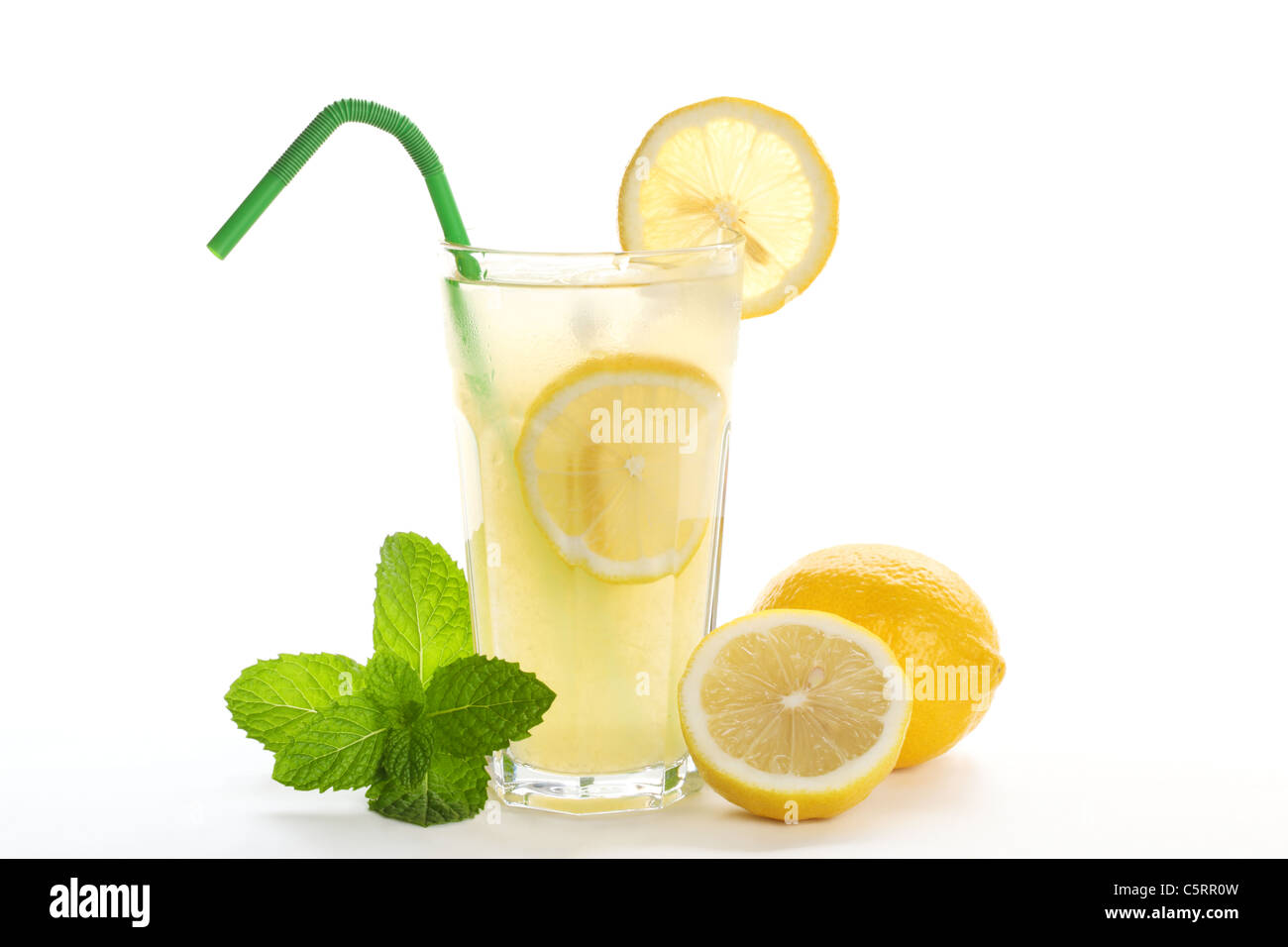 Iced drink with mint and citrus fruit. Stock Photo