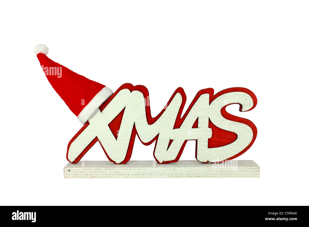 Text Xmas with Santa hat isolated on white Stock Photo - Alamy