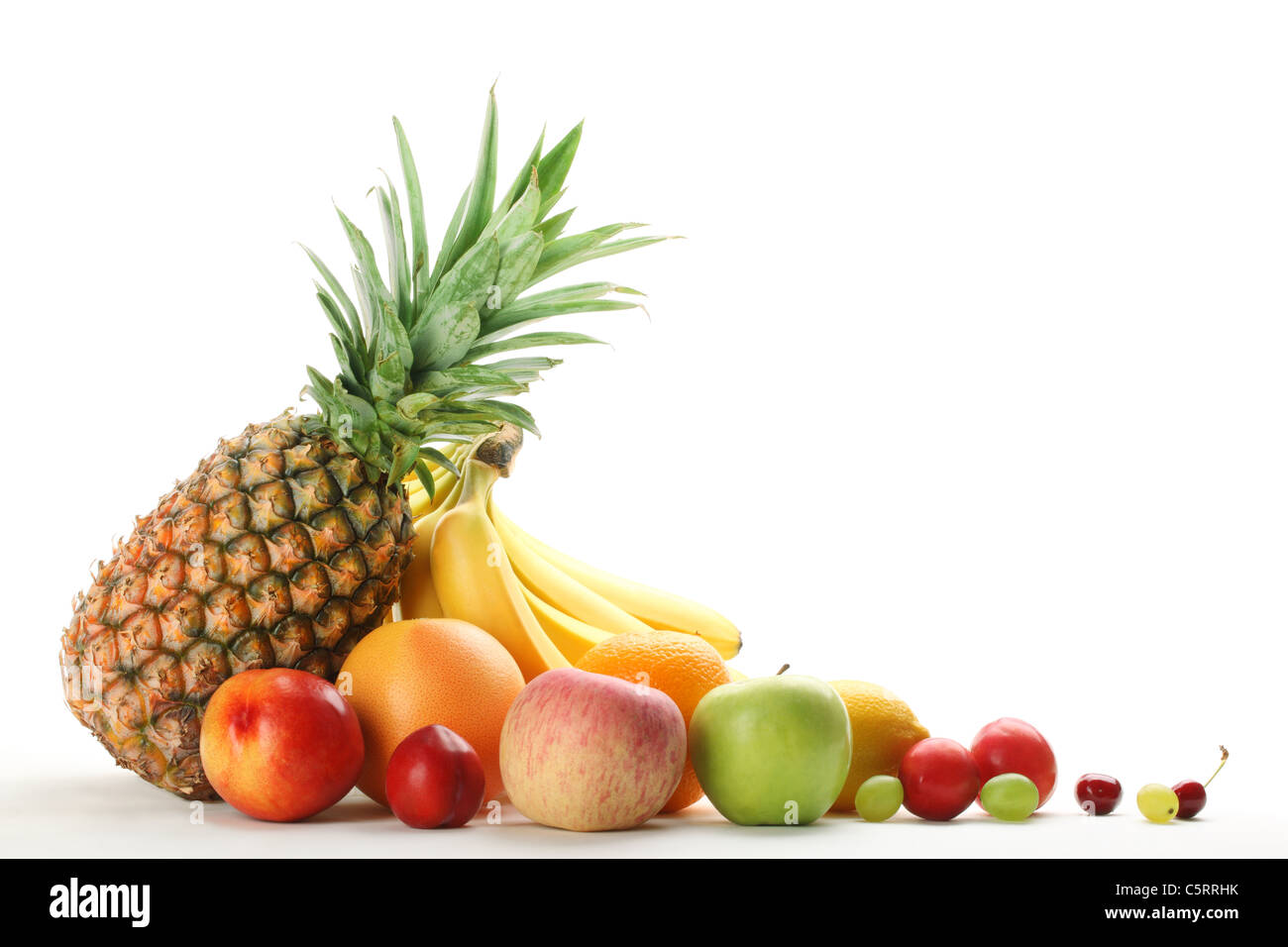 Colorful fruits on white background. Stock Photo