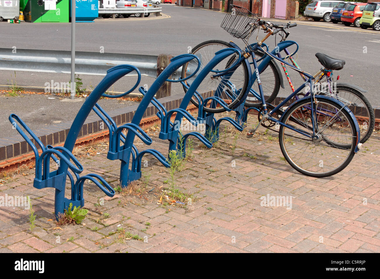 Cycle stand in Selby Back Micklegate car park. Stock Photo