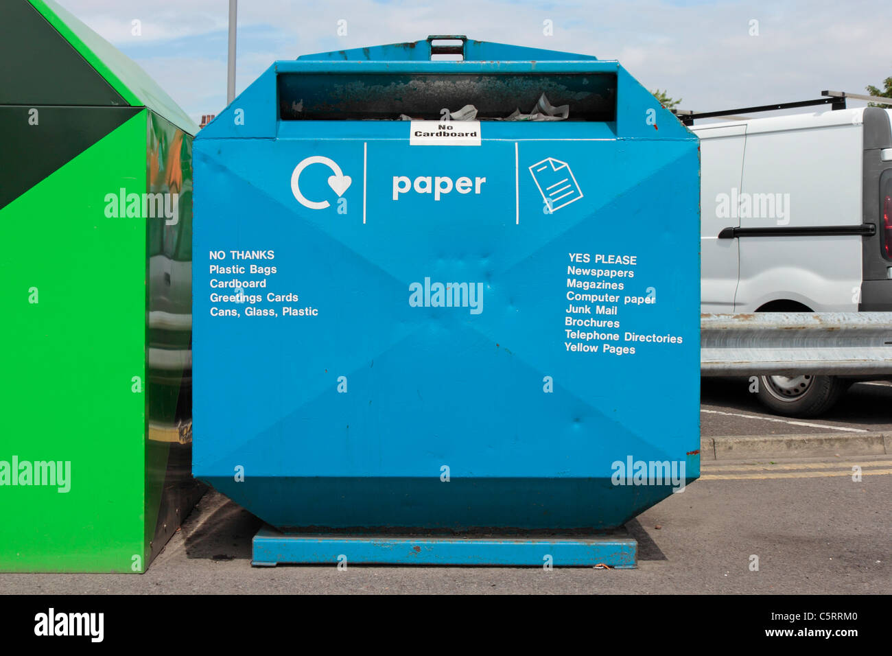 Paper Recycling Bin Stock Photo