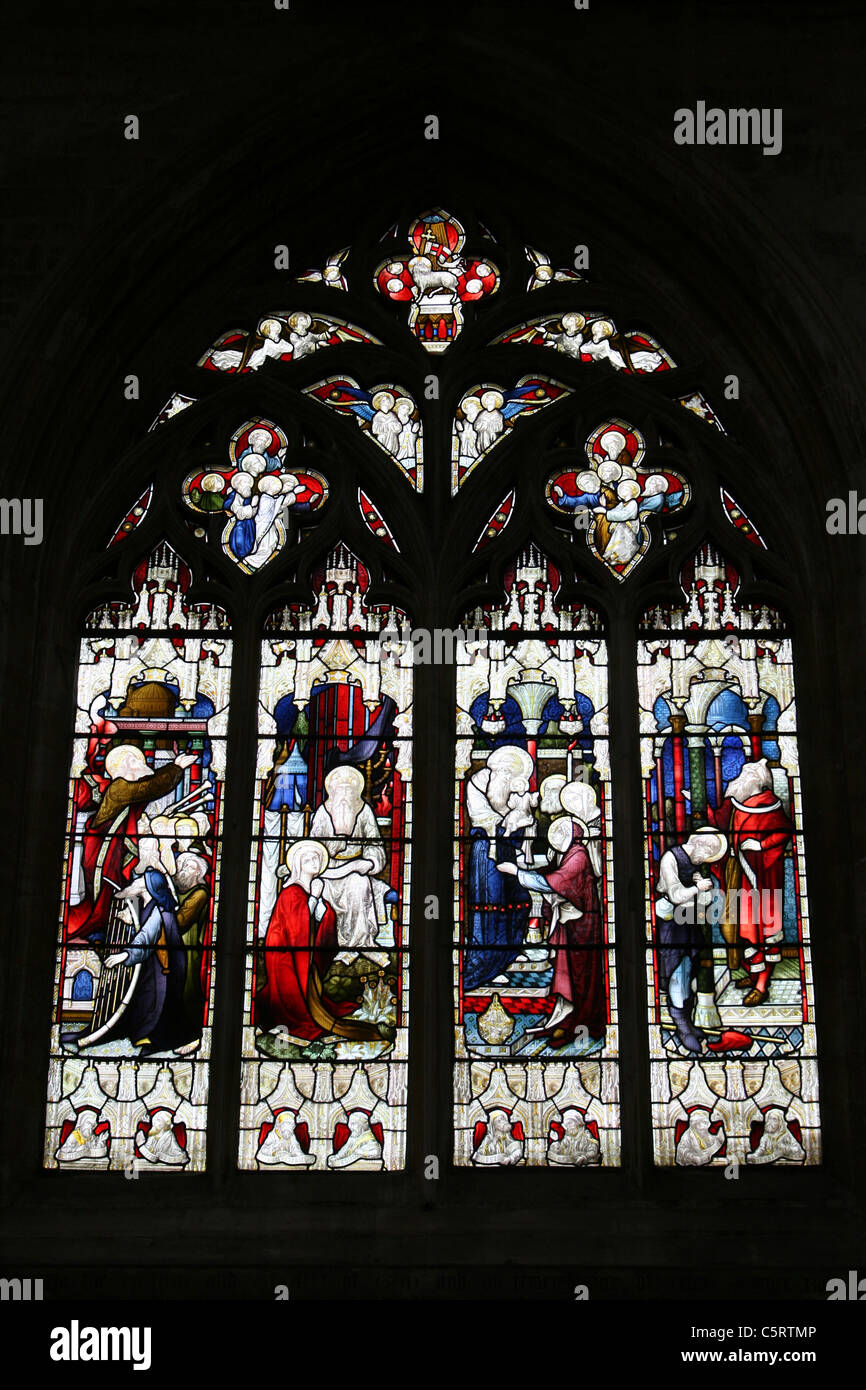 Stained Glass Window In St Botolph’s Church, Boston, Lincolnshire, UK Stock Photo