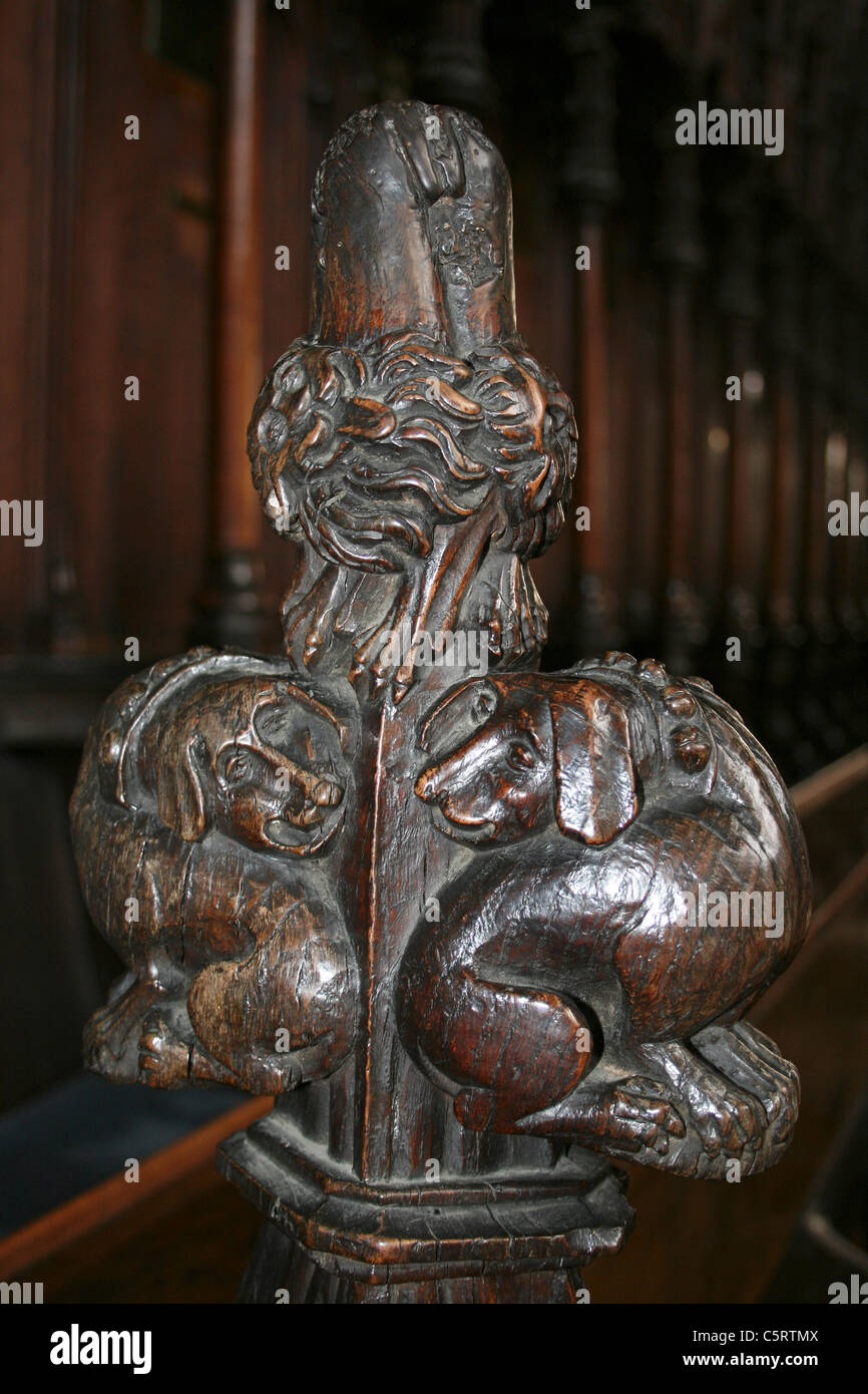 14th Century Carving On The Choir Stall In St Botolph’s Church, Boston, Lincolnshire, UK Stock Photo