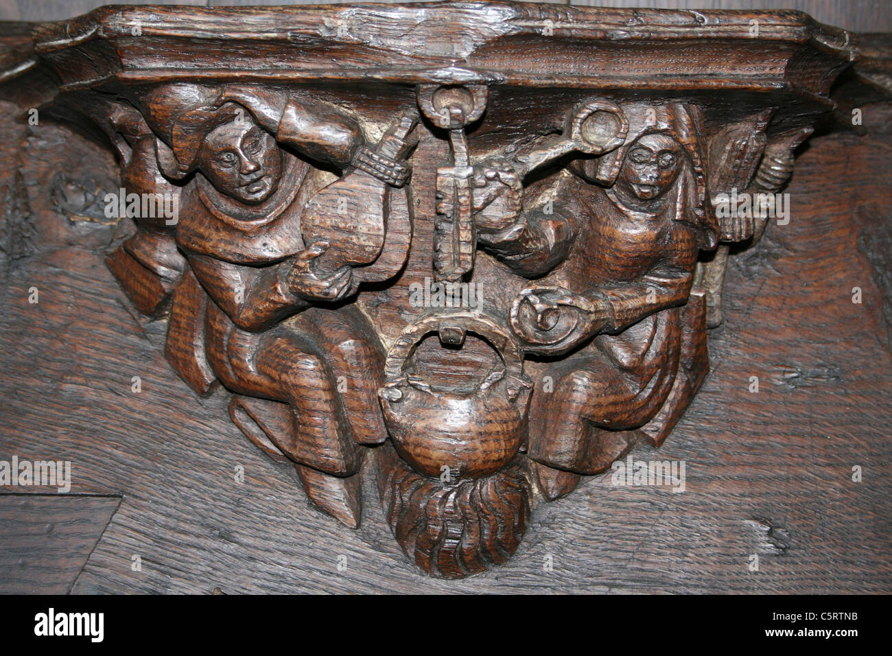 14th Century Misericord In St Botolph’s Church, Boston, Lincolnshire, UK Stock Photo