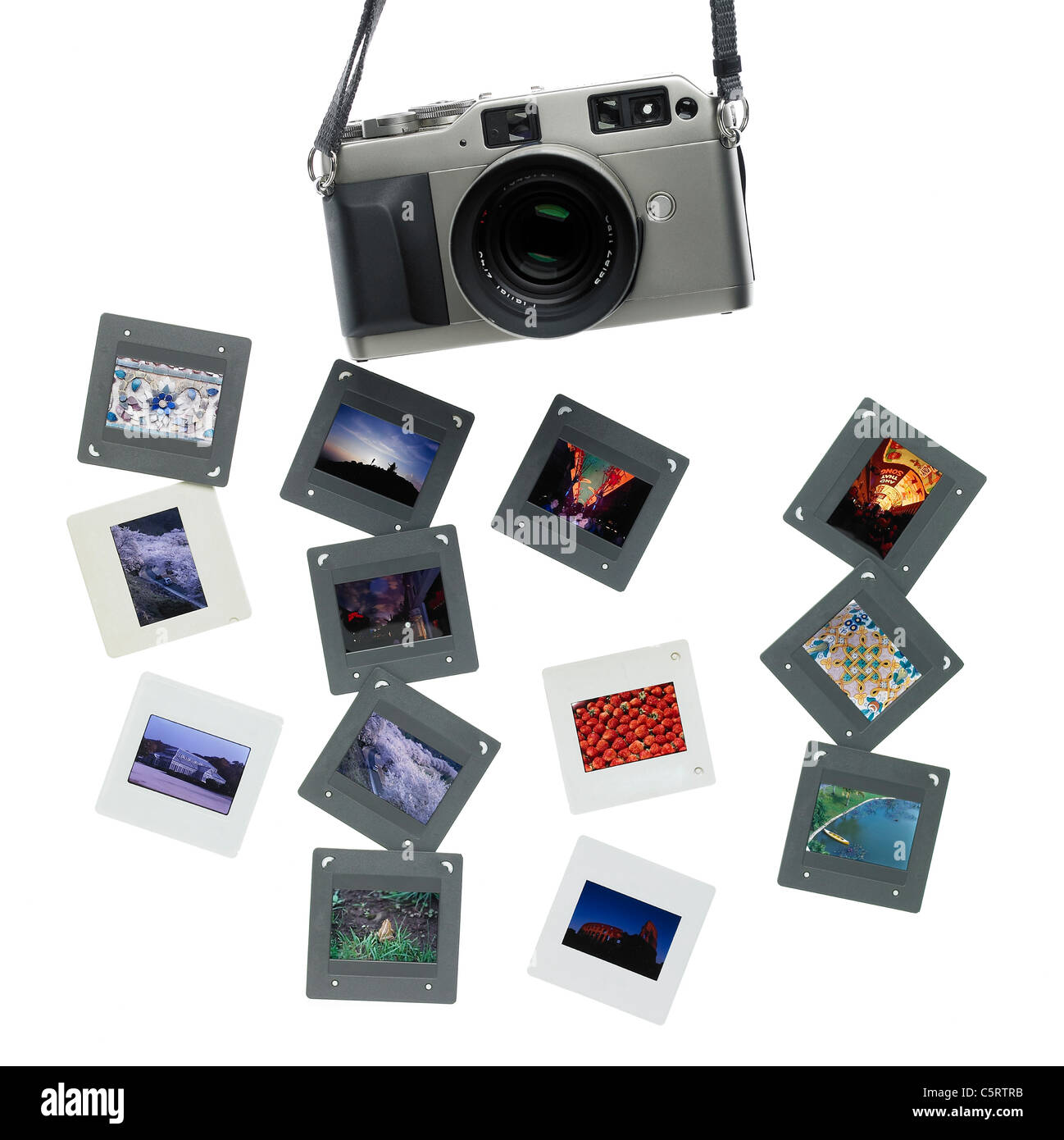 A camera with slides Stock Photo
