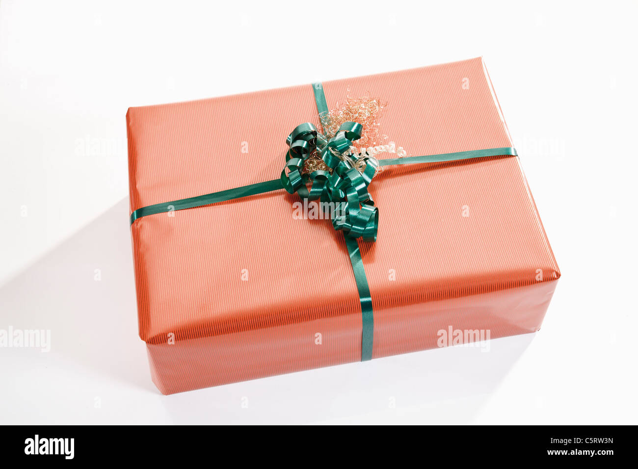 Gift parcel, elevated view Stock Photo