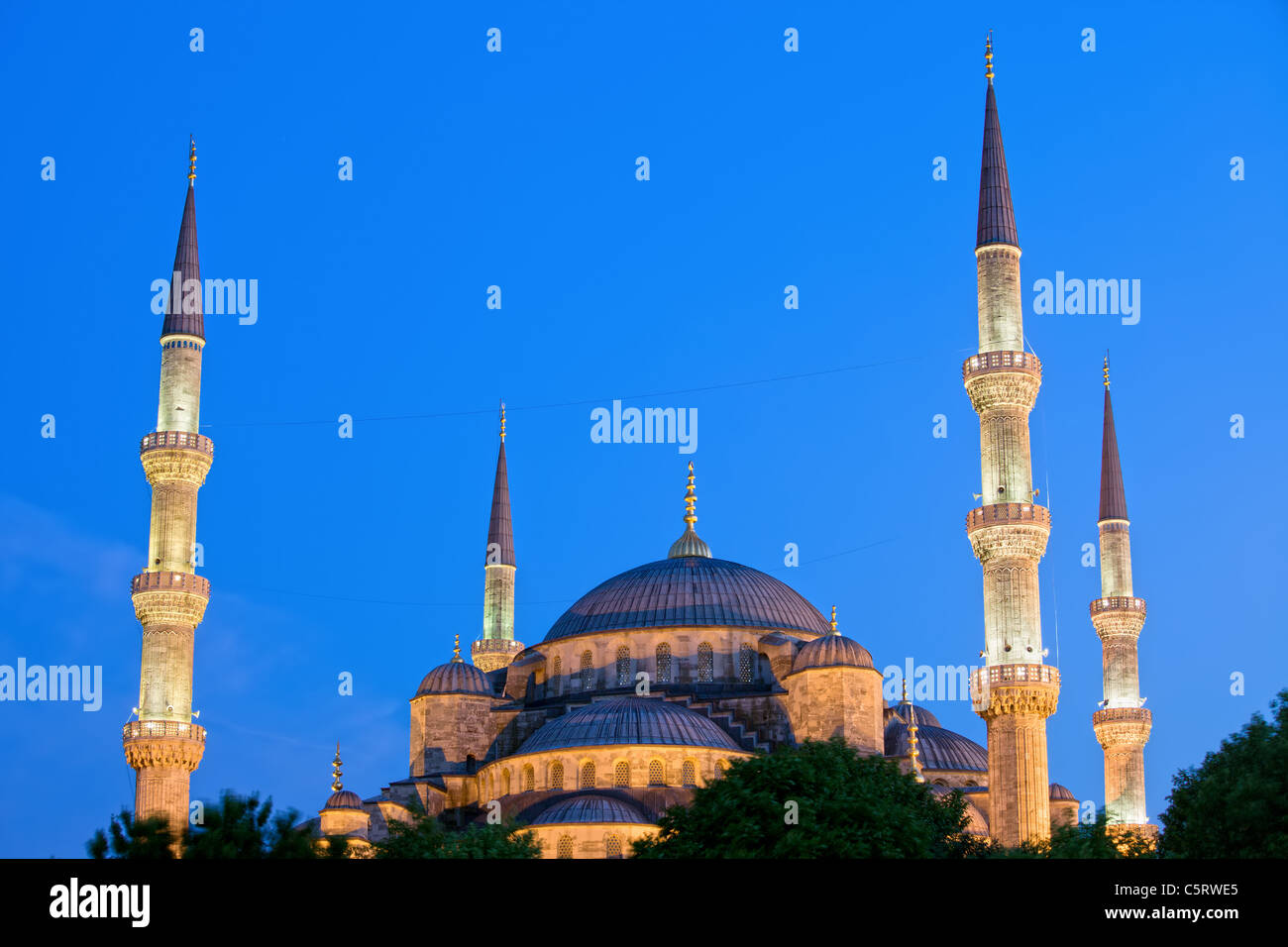 Evening at the Sultan Ahmet Mosque also known as the Blue Mosque in