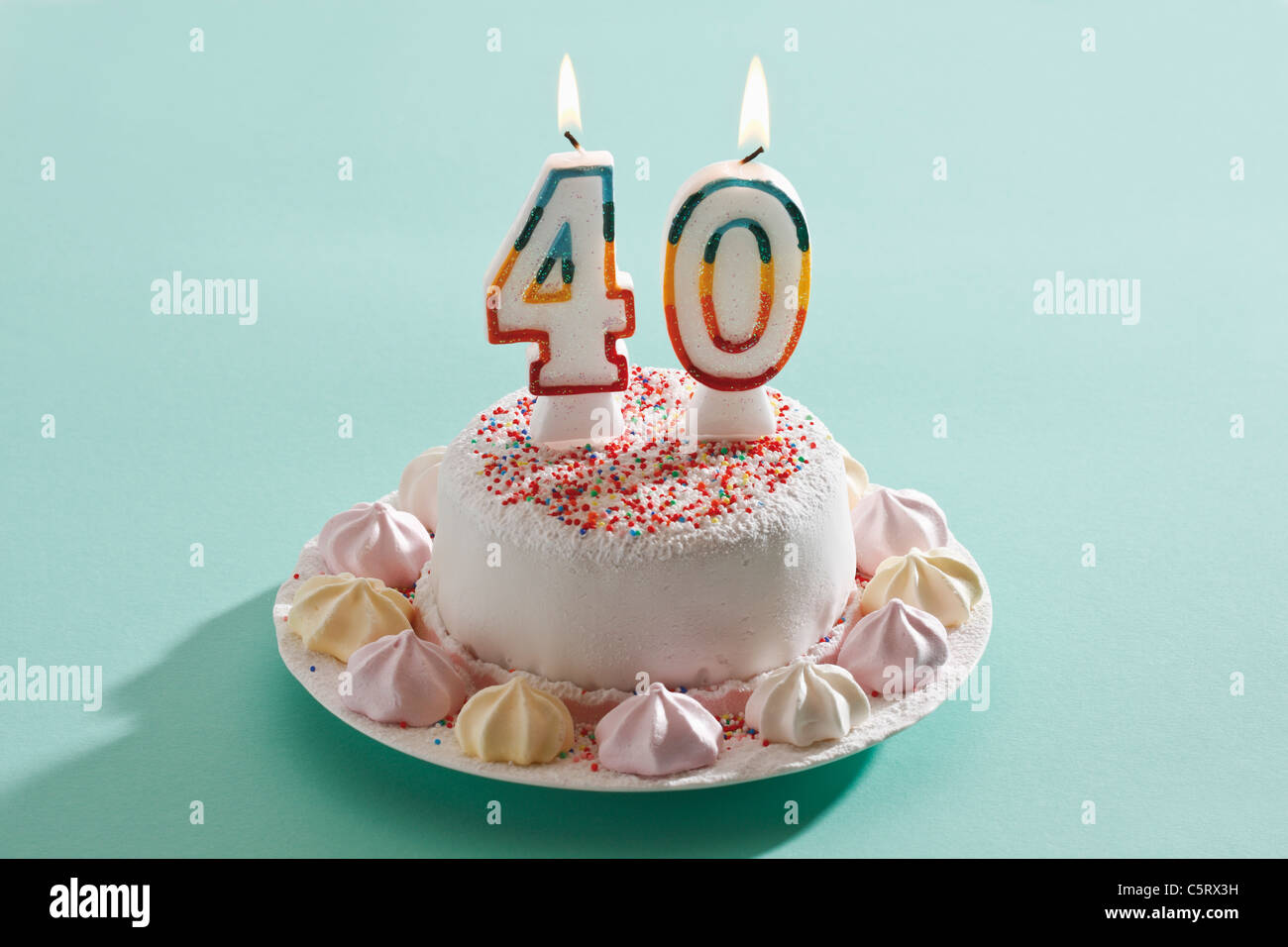 Candle on the 40th birthday cake, number 