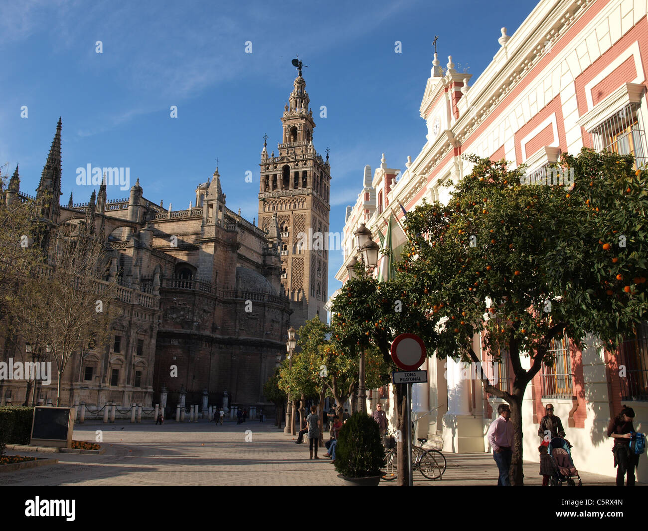Seville city center next to the cathedral Stock Photo Alamy