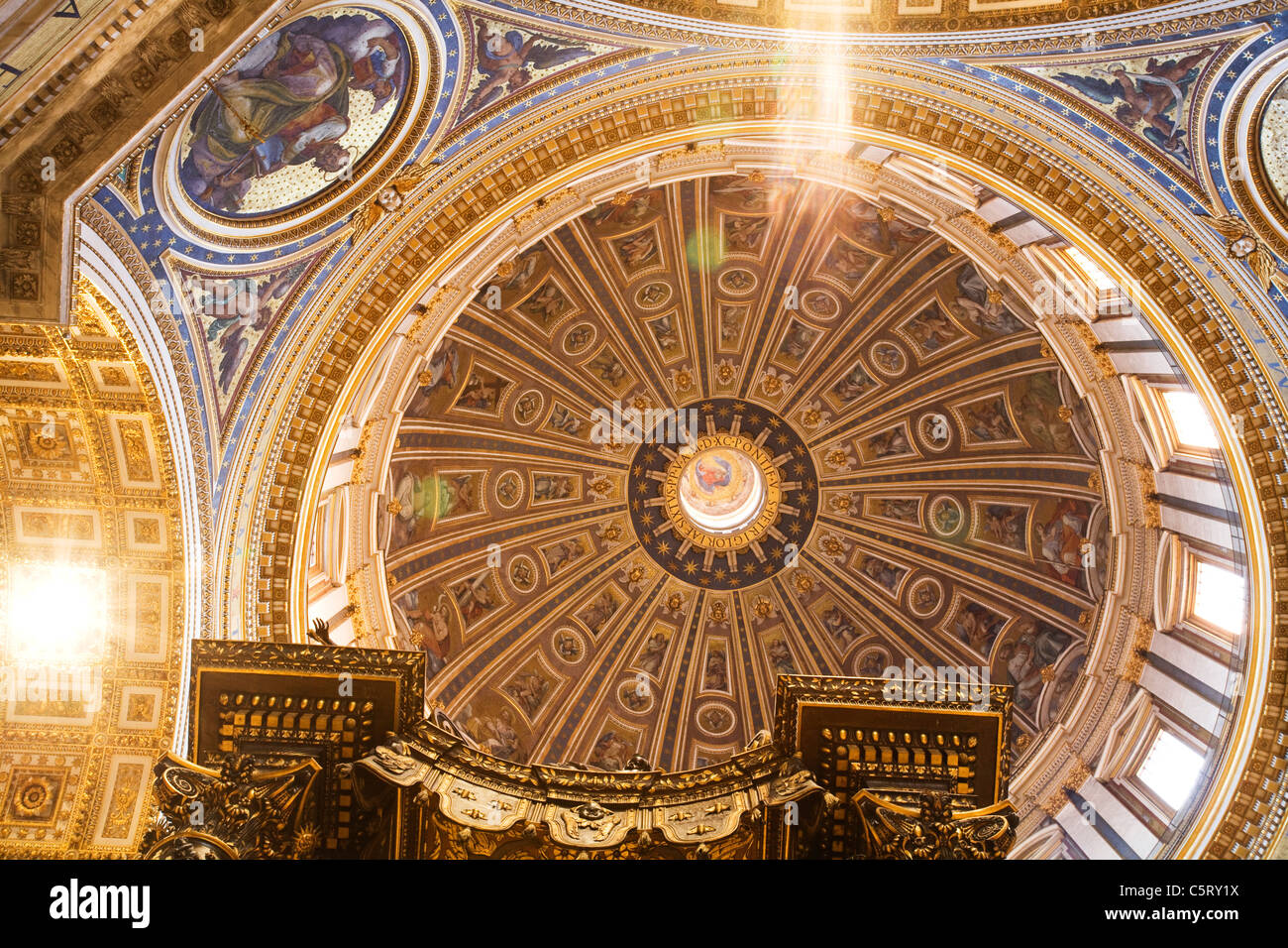 Italy, Rome, Vatican, St. Peter's Basilica, Cupola, low angle view ...