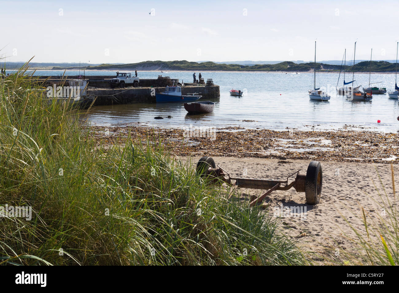 Beadnell, Northumberland, a beautiful undiscovered small fishing village with a harbour facing west over an enclosed bay. Stock Photo