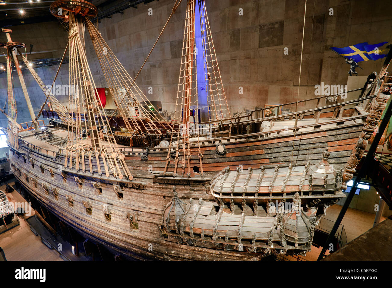 Salvaged 17th century royal warship vasa in it´s museum in Stockholm ...