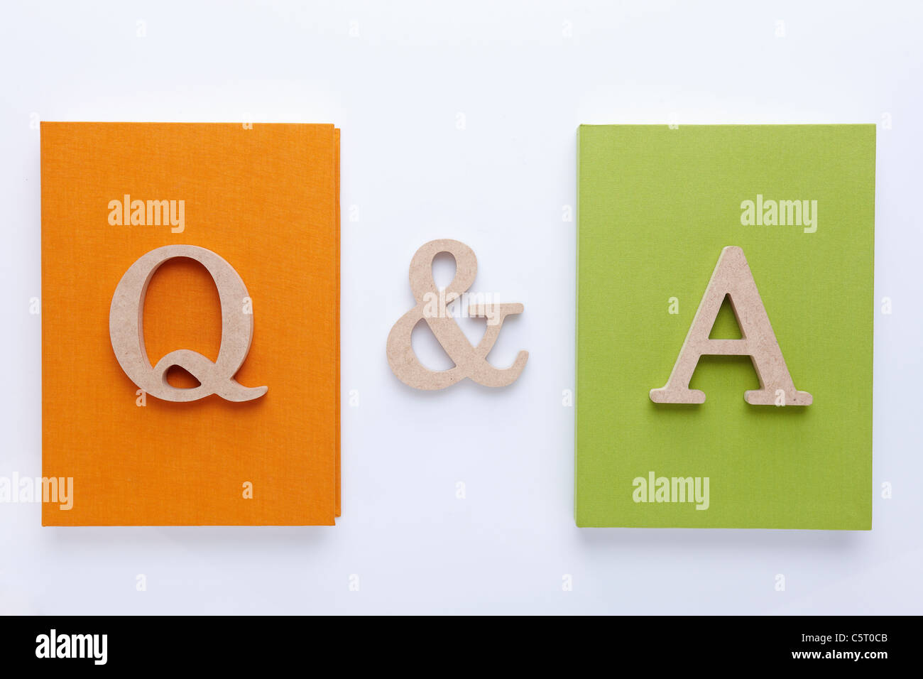 books and Q&A Stock Photo - Alamy