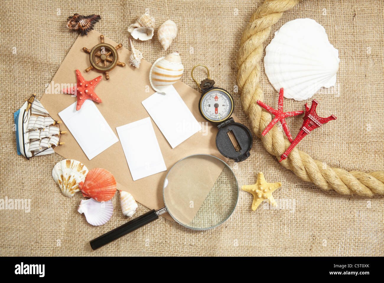 summer vacation items and travel item Stock Photo Alamy