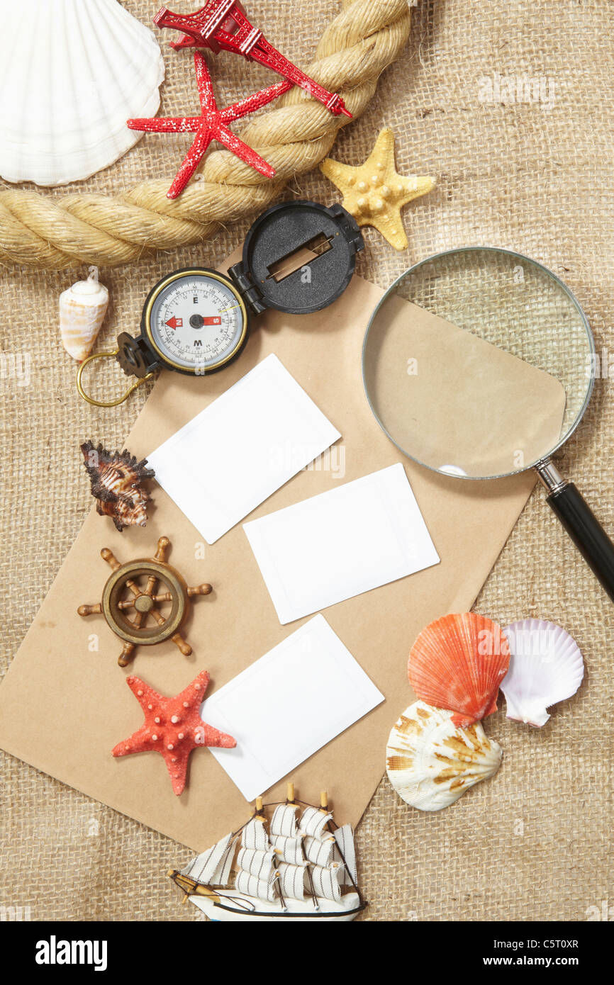 summer vacation items and travel item Stock Photo Alamy