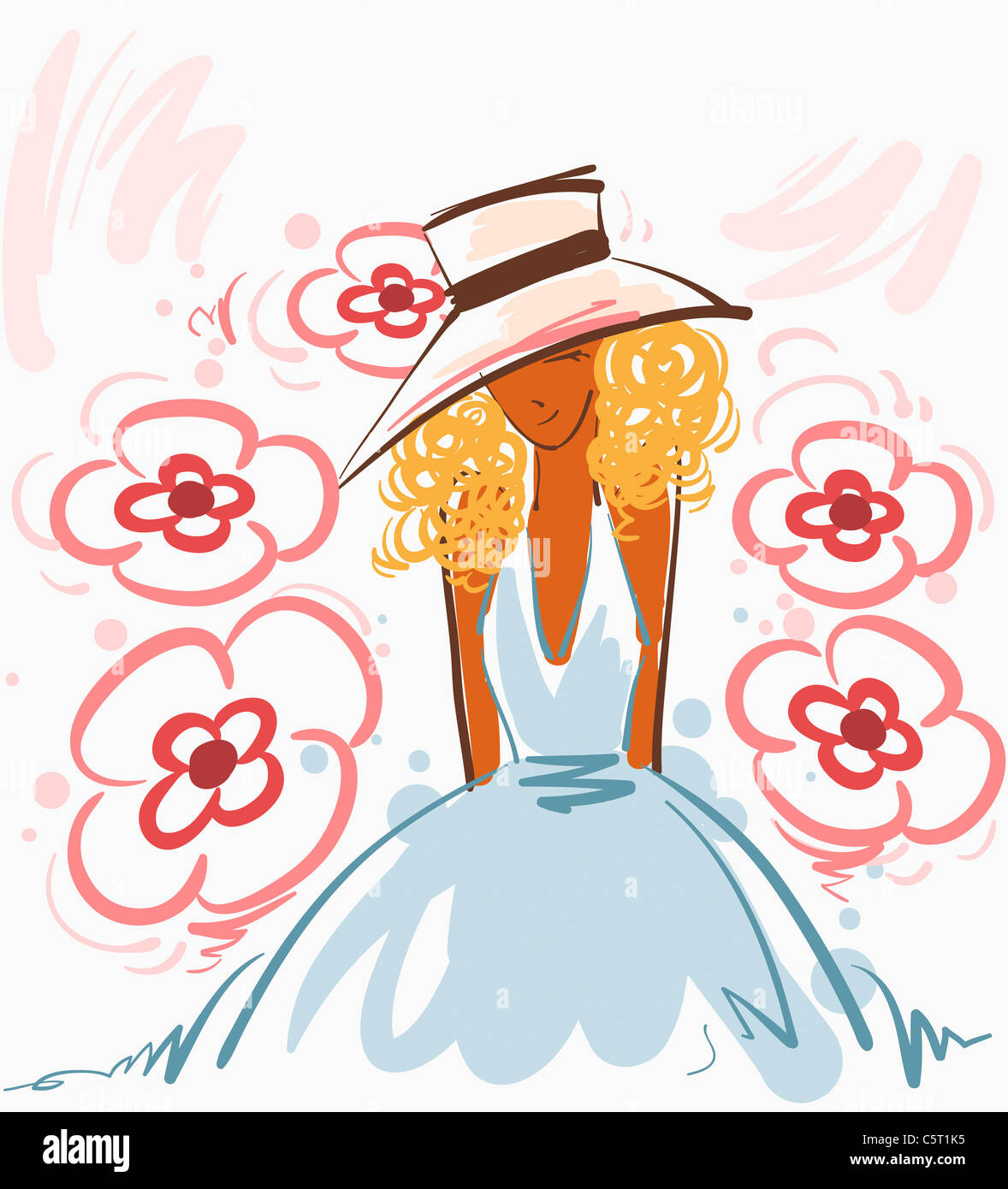 woman wearing hat and dress Stock Photo Alamy