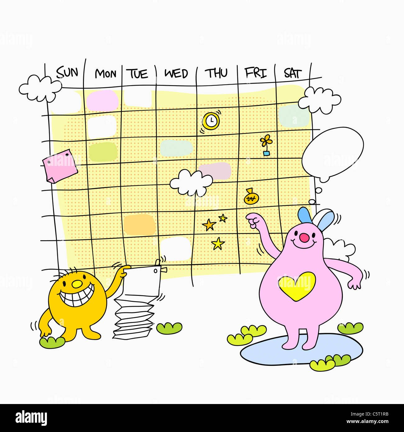 characters and time table Stock Photo - Alamy