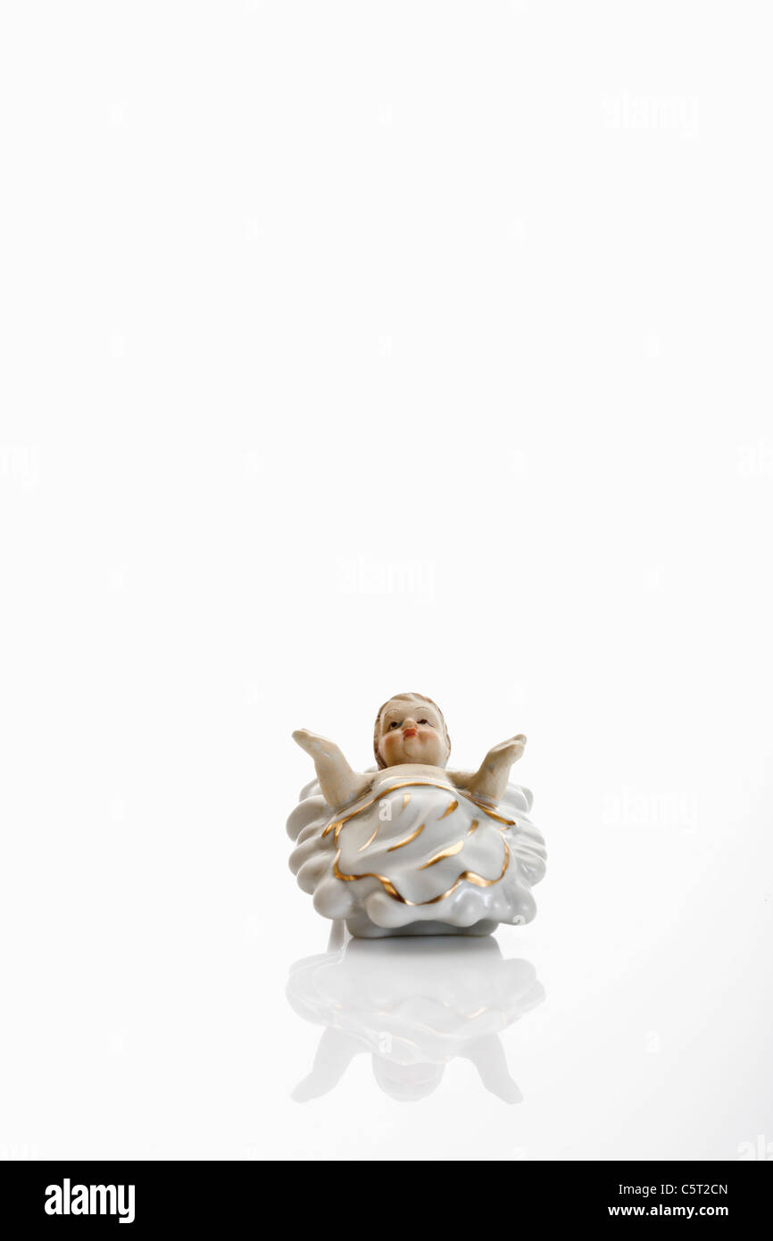 Christmas decoration, Small Baby Jesus Crib Figure Stock Photo