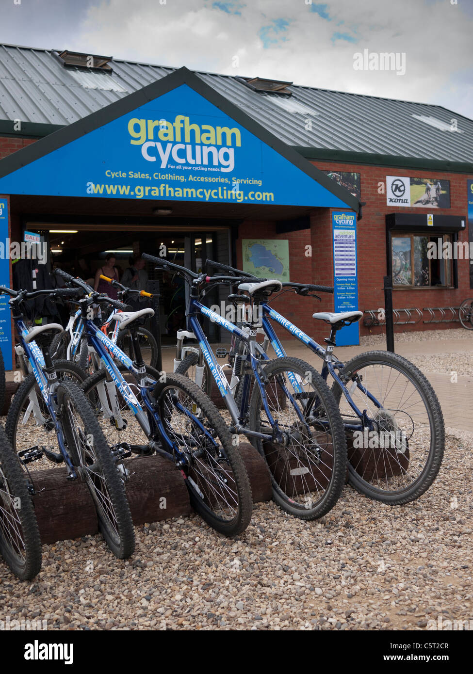Bicycles for hire at Grafham Water Cambridgeshire Stock Photo Alamy