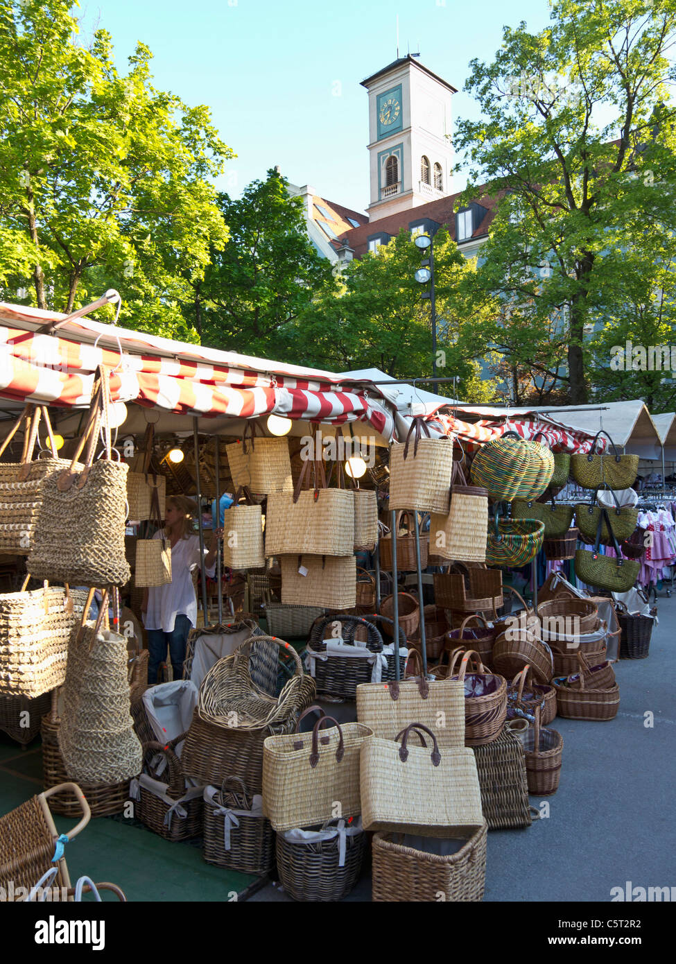 Germany, Bavaria, Munich, Auer Dult, View of variety of wicker baskets