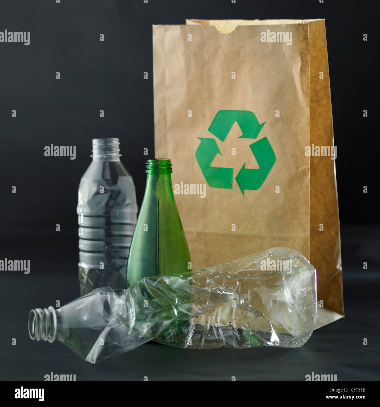 A paper bag and bottles Stock Photo