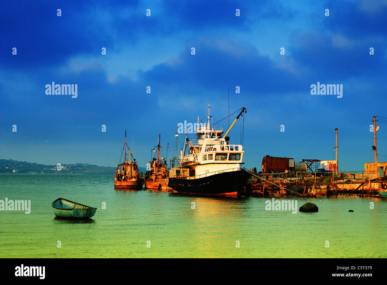 Kazantyp Bay West in early morning light, Sea of Azov, Crimea, Ukraine Stock Photo