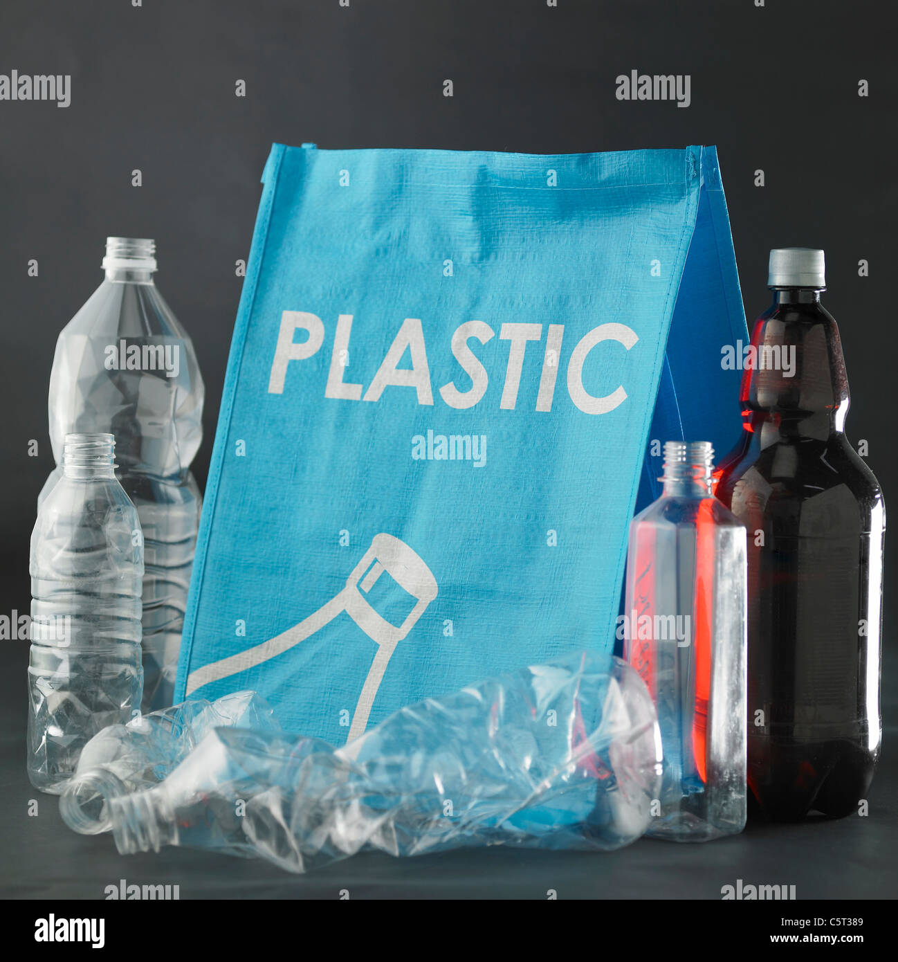 Recycling bag and bottles Stock Photo Alamy