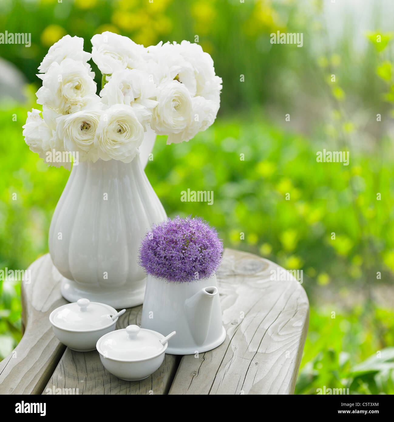 Flower vases on the table Stock Photo Alamy
