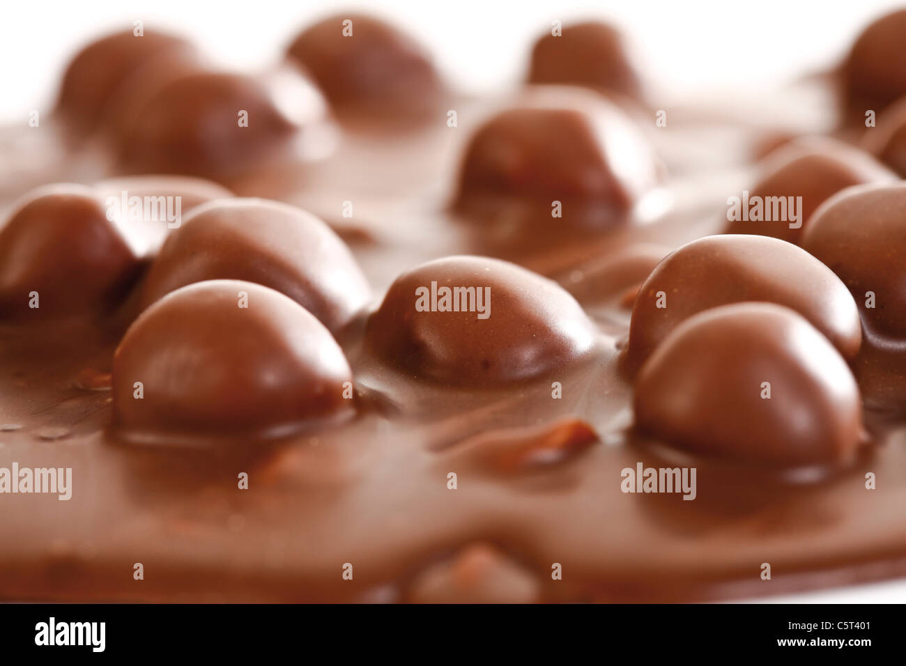 Chocolate with hazelnuts, close-up Stock Photo