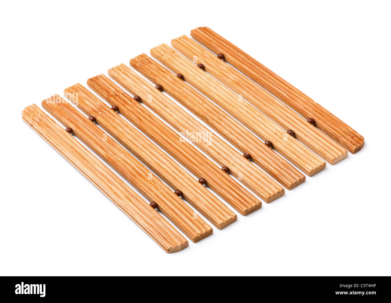 square, wooden trivet isolated on white background Stock Photo