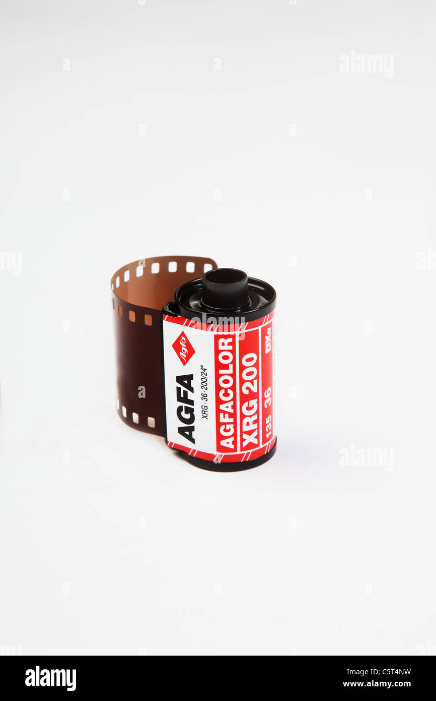 A roll of old fashion colour/color 35mm film. Agfacolor xrg200. Pre-digital from 1980s/1990s. Stock Photo